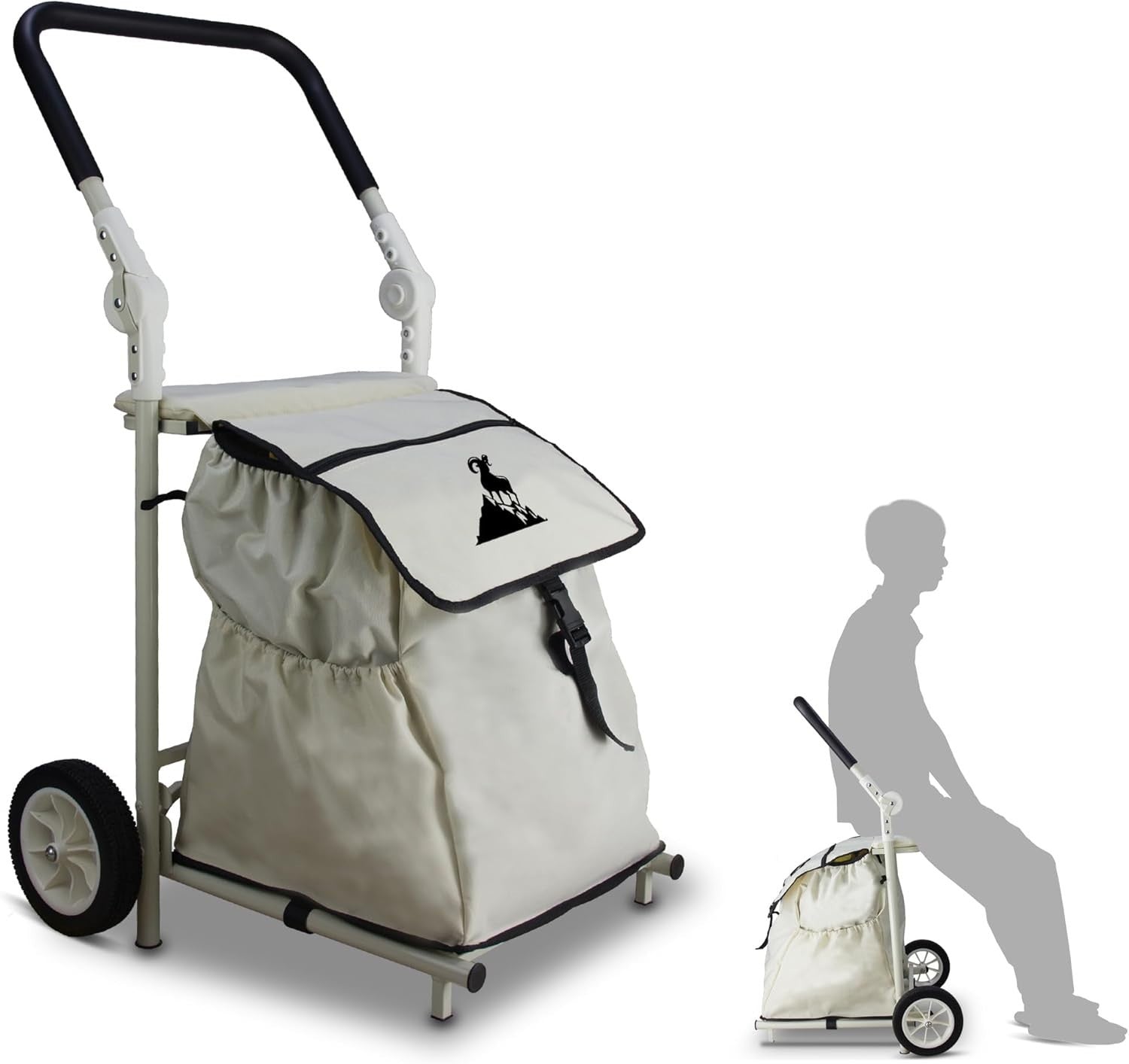 Heavy Duty Foldable Utility Trolley 120L Bag Seat 110lb Load Cart