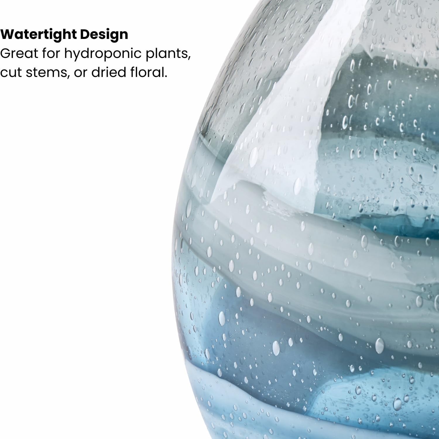 Handmade Blue Swirl Glass Sphere Vase Modern Living Room Centerpiece