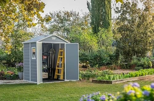 Spacious Outdoor Garden Storage Shed 6x5 ft Lockable Weatherproof Resin