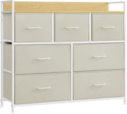 7 Drawer Chest Cream White Oak Fabric Storage Cabinet Bedroom Dresser