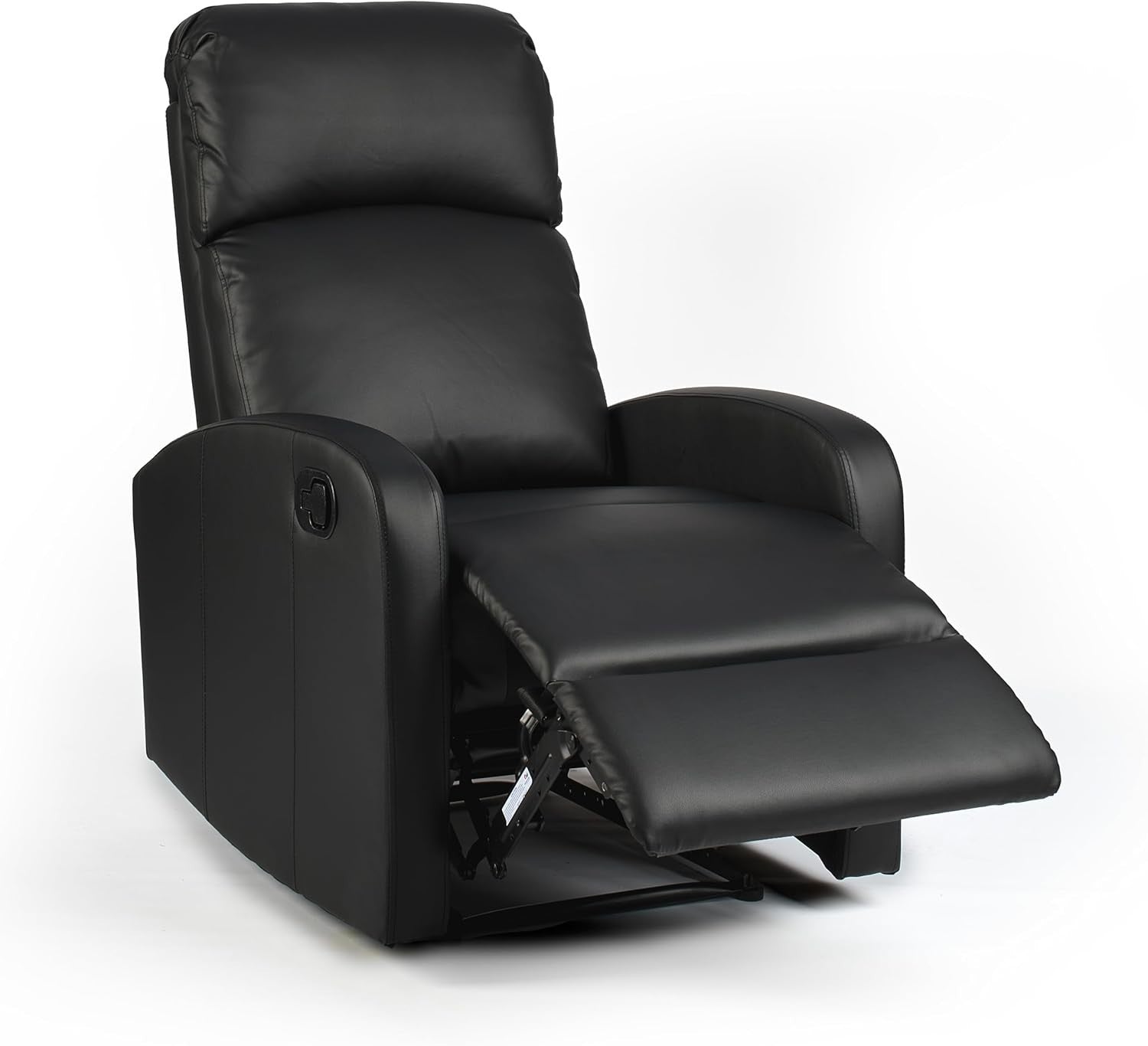 Black Faux Leather Recliner Armchair Lounge Chair with Footrest Support