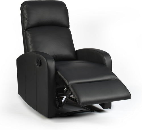 Black Faux Leather Recliner Armchair Lounge Chair with Footrest Support