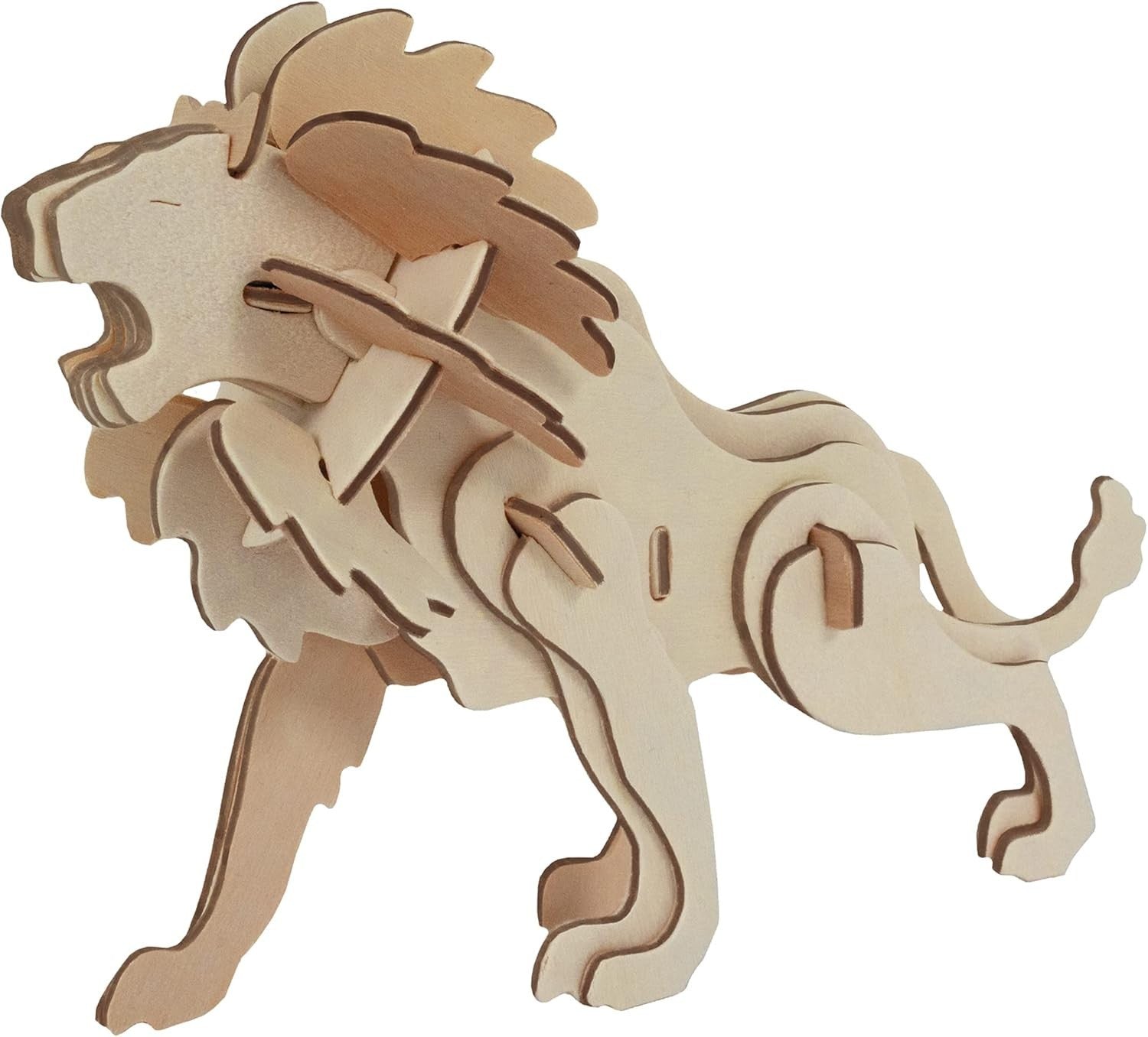 3D Wooden Lion Puzzle Kit – Eco-Friendly DIY Safari Animal Toy for Kids