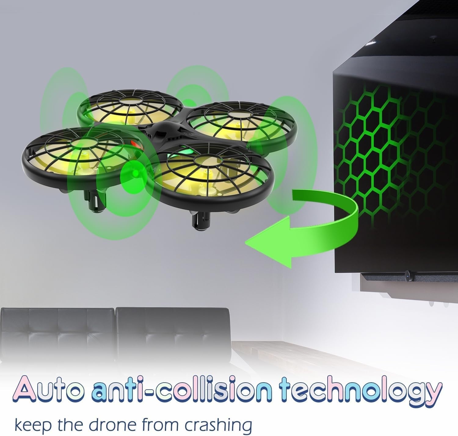 Mini Drone for Kids Gift Safe Hand Control RC Toy Auto Collision 360 Flip 20min