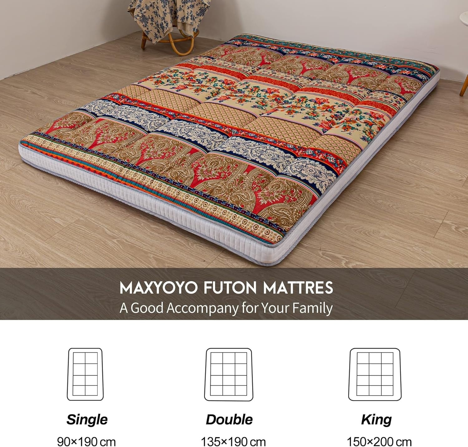 Thick Japanese Futon Mattress Roll-Up Sleeping Pad Plush Floor Bed Couch Mat