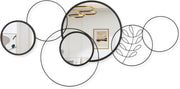 4Pcs Round Wall Mirror Set Black Metal Frame 40x80CM