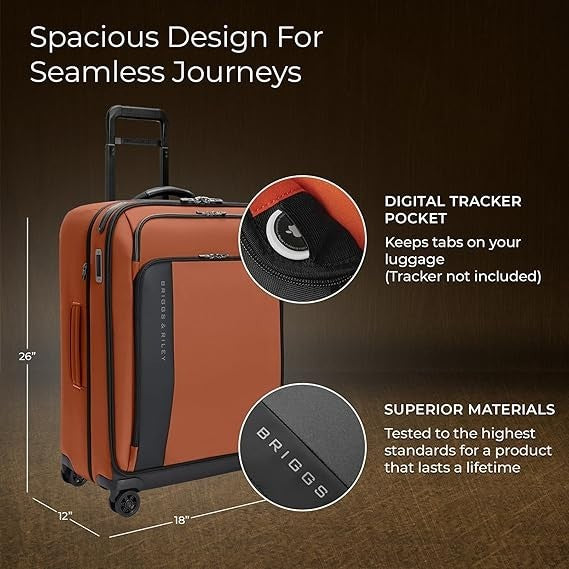 26” Medium Expandable Spinner Suitcase Smooth Wheels Travel Luggage