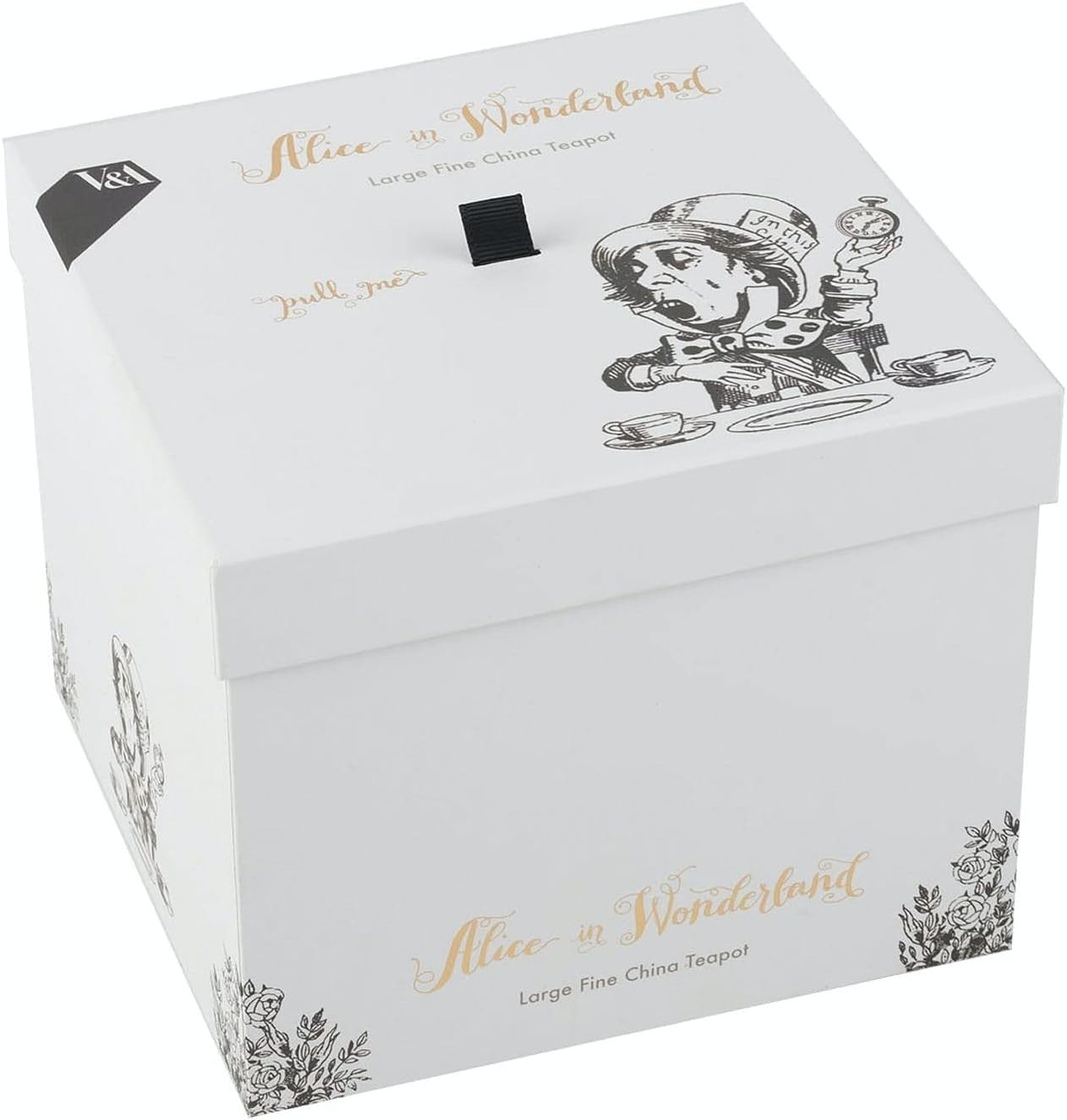 Fine China Teapot 1.1L Wonderland Tea Pot Gift Box 6 Cup White
