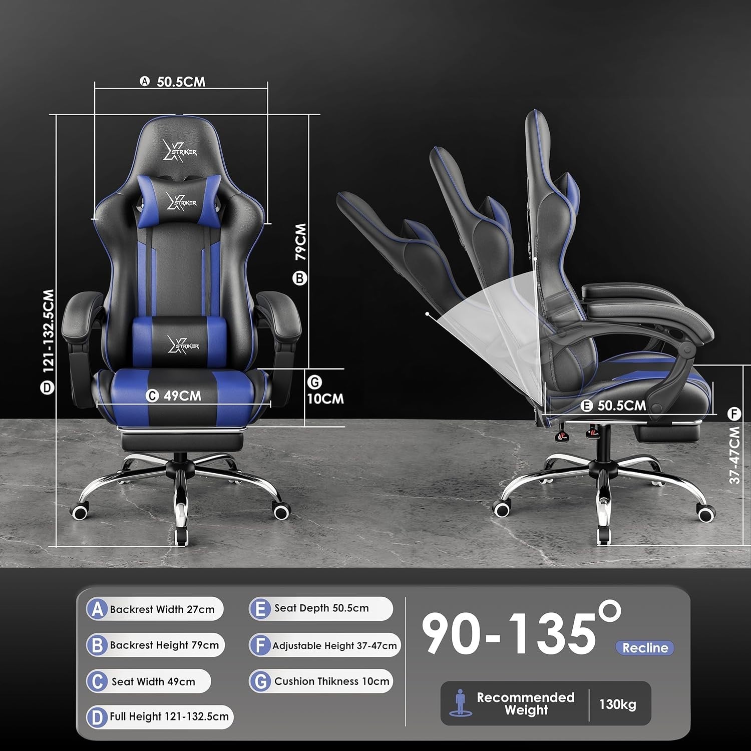Ergonomic Gaming Chair High Back Office Desk Swivel Recliner Footrest 130KG