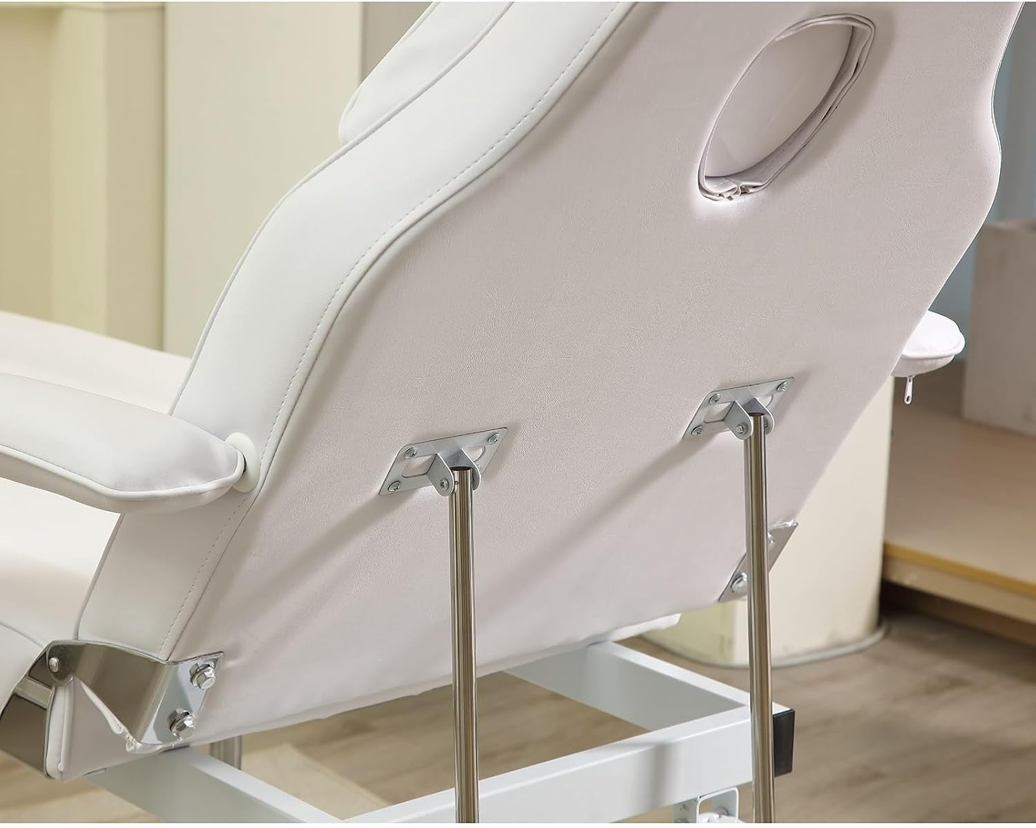 Hydraulic Massage Table 360° Swivel Adjustable Beauty Bed w/ Stool White