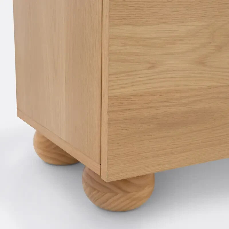 Oak Sideboard Cabinet 2-Door Ripple Front Storage Unit Natural 120x74cm
