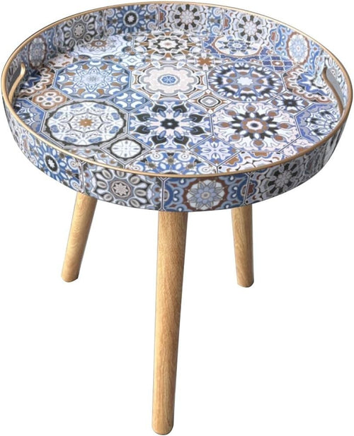 Round Indoor Side Table with Detachable Legs – 50x38x38cm Bohemian