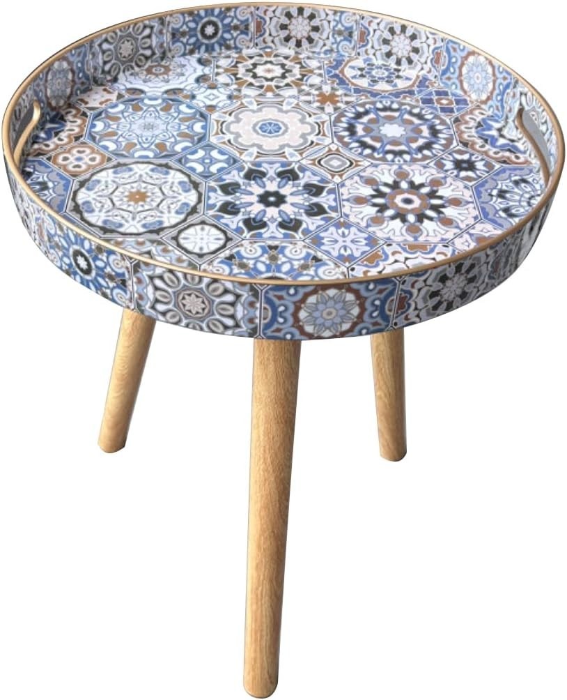 Round Indoor Side Table with Detachable Legs – 50x38x38cm Bohemian