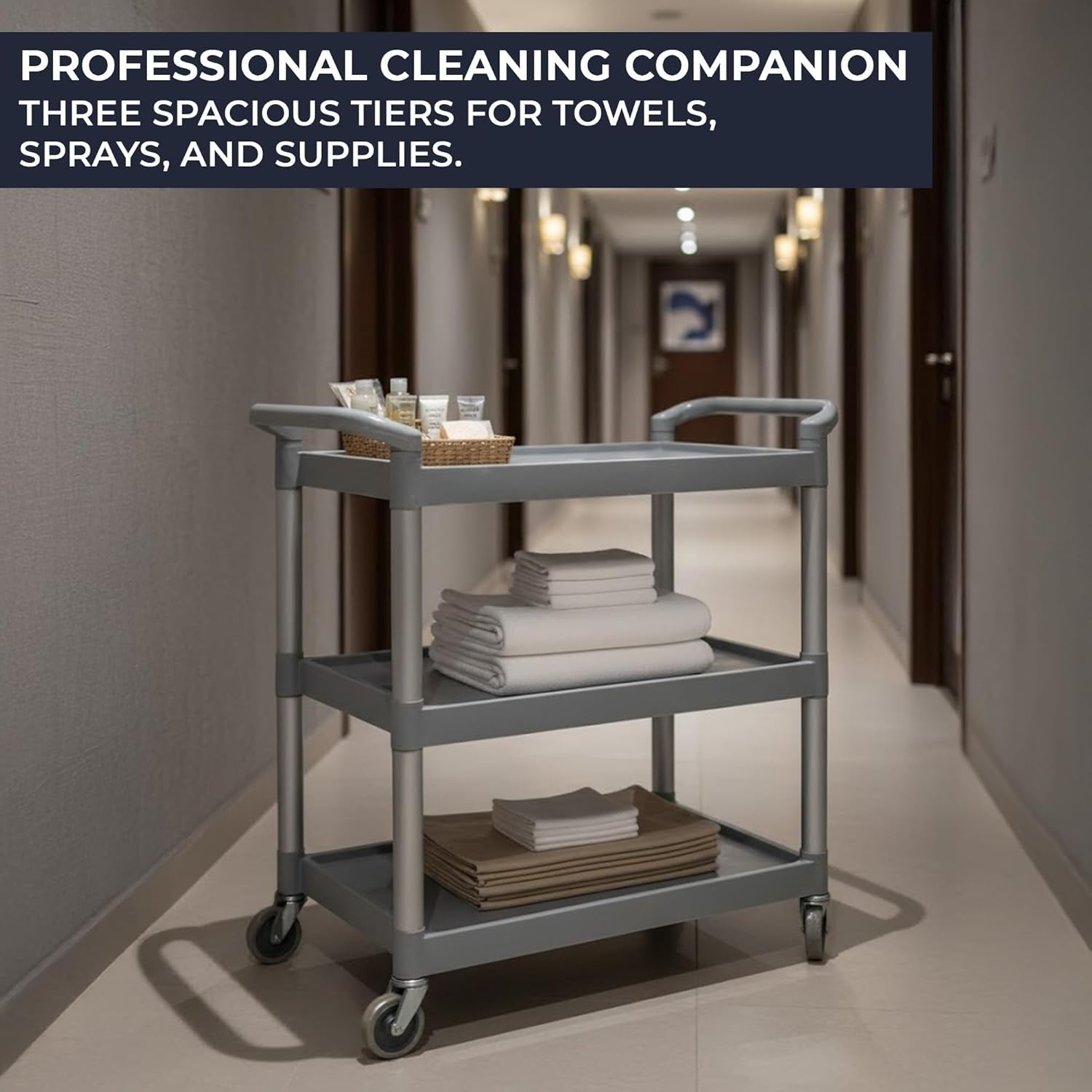 Heavy Duty 3 Tier Service Trolley on Wheels Aluminium Utility Storage Cart