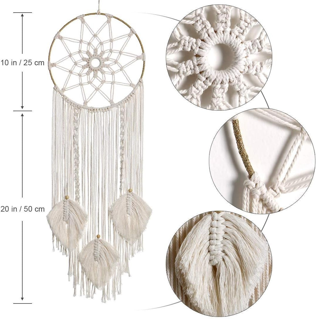 Boho Macrame Dream Catcher 30"x10" Handmade Wall Hanging Decor
