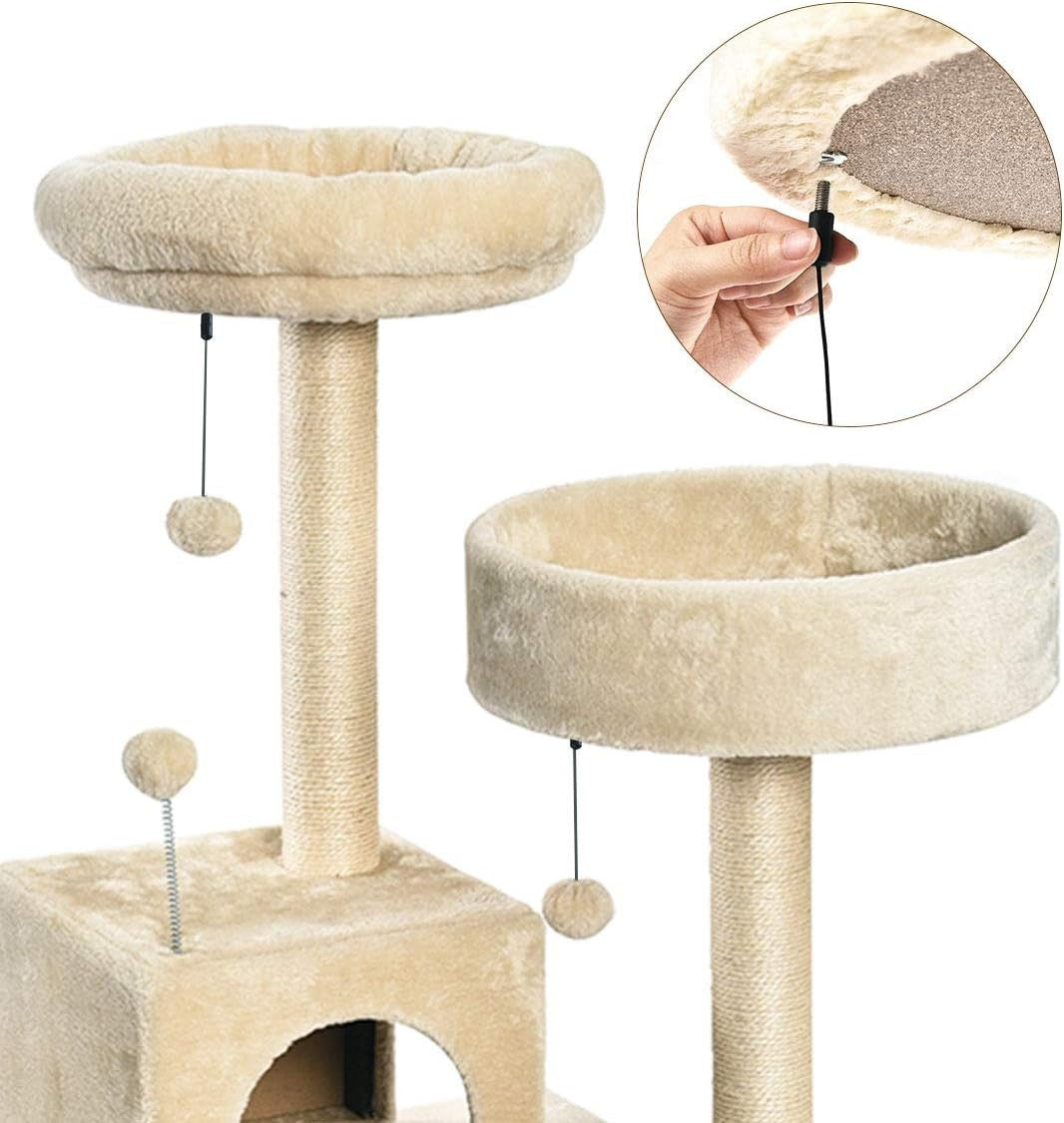 Large Cat Tree Scratching Post 127cm Multi-Level Tower Condo Platforms