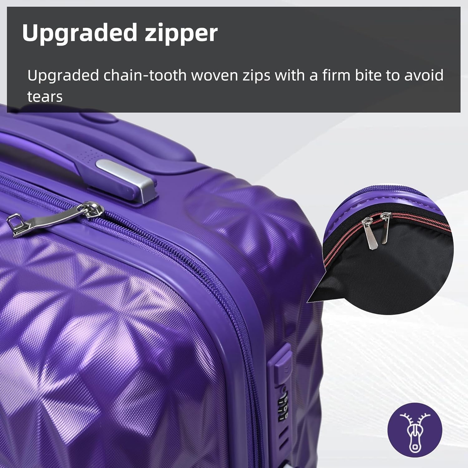 24 Inch Medium Hard Shell Suitcase 4 Dual Spinner Wheels Lock Purple