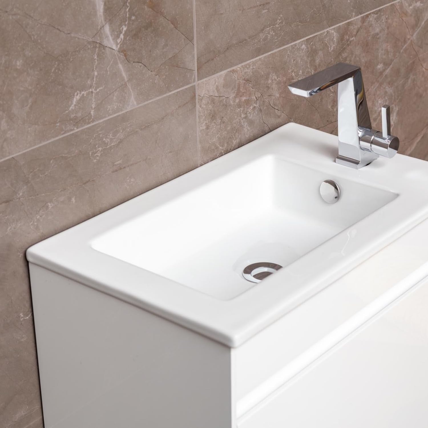 550mm White Gloss Cloakroom Vanity Unit with Ceramic Basin & Soft Close Door