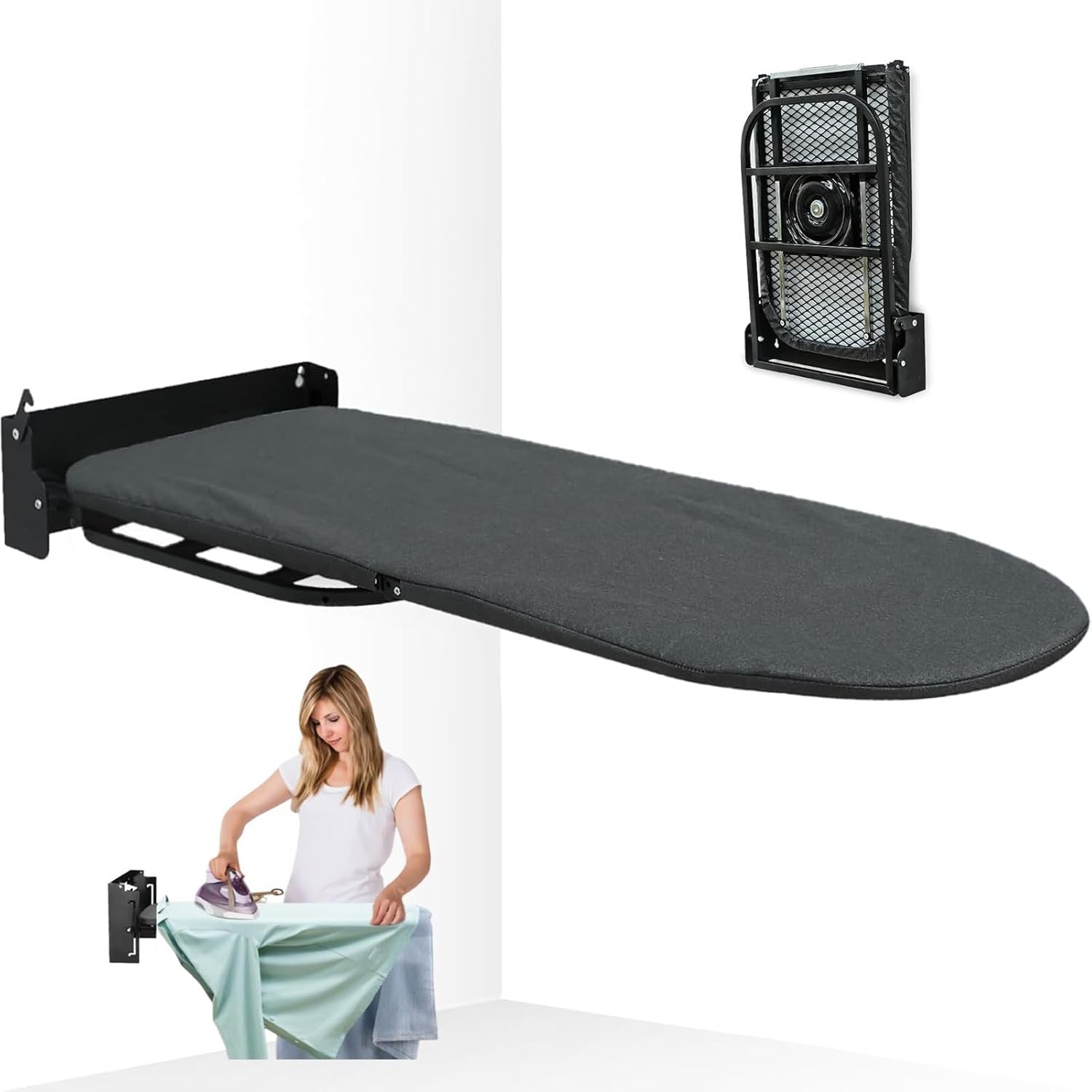 Wall Mounted Folding Ironing Board Cabinet Space Saving Fold Down Design