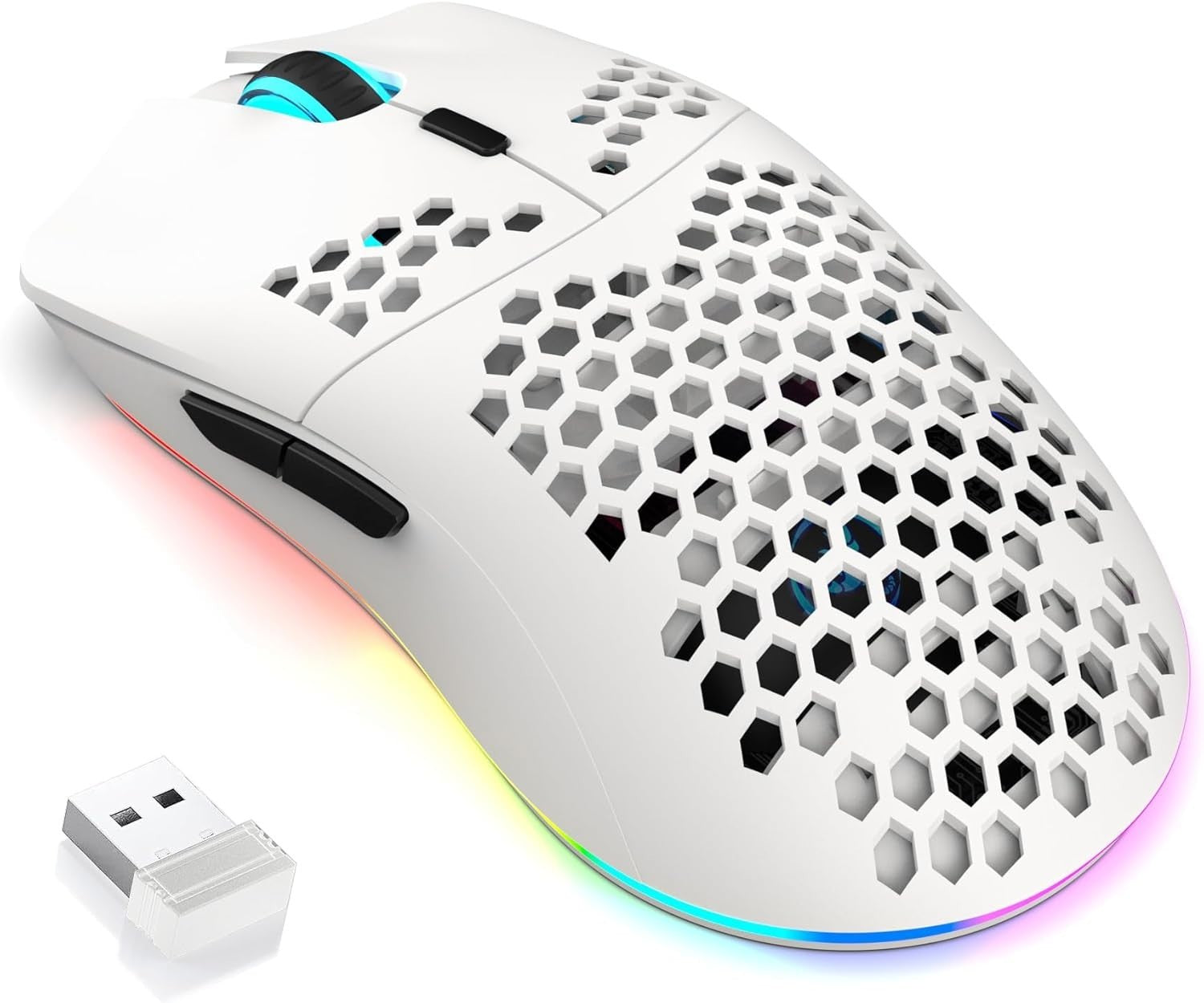 Wireless RGB Gaming Mouse 3600 DPI Honeycomb Lightweight