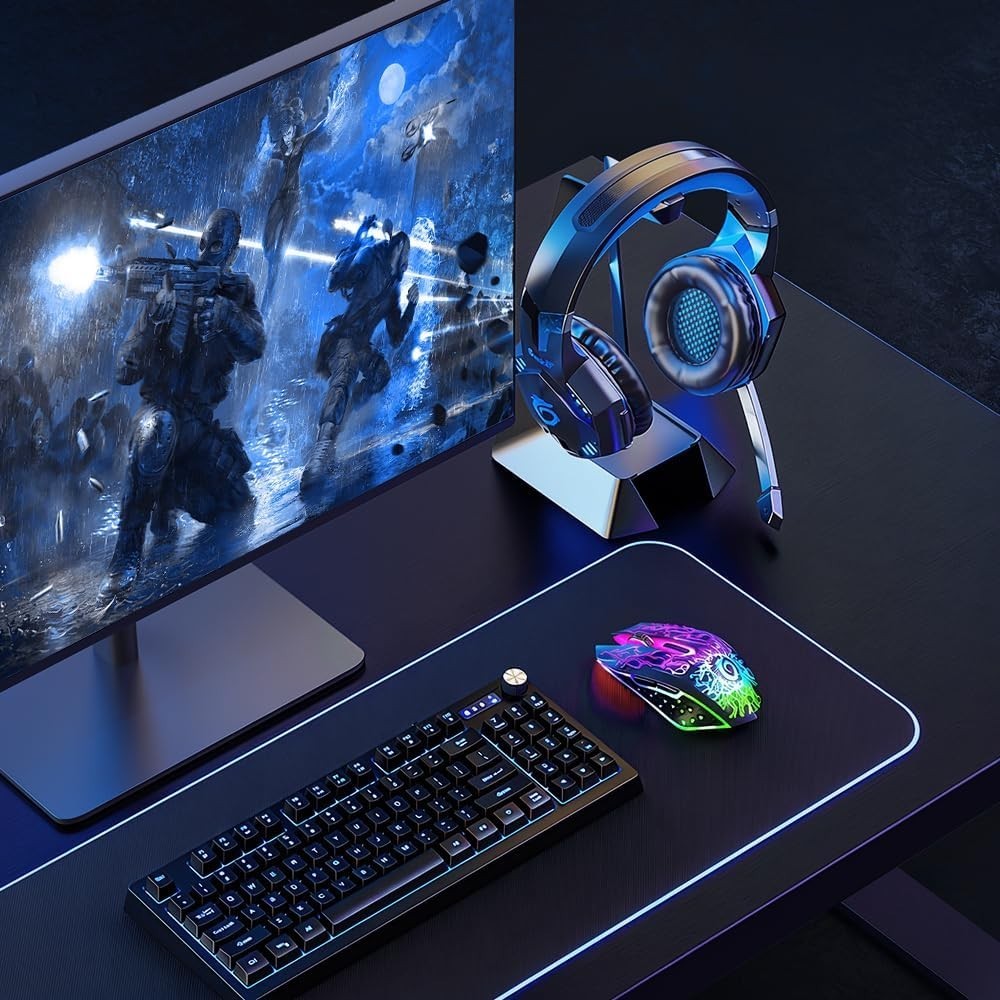 RGB Wireless Gaming Mouse Silent Click Rechargeable 2.4G USB PC Laptop