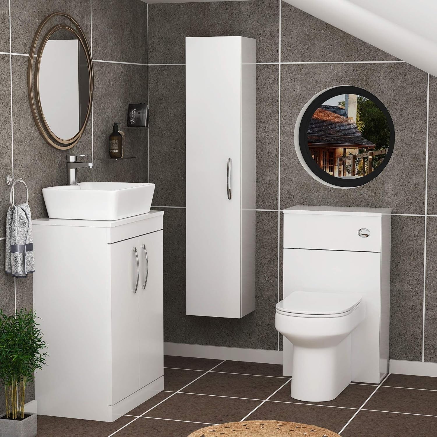800mm White Floor Standing Bathroom Vanity Unit with Basin 2 Door Sink Cabinet