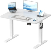 Electric Height Adjustable Standing Desk 140x60cm White Ergonomic Workstation