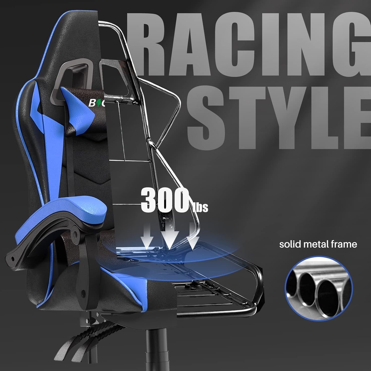 Ergonomic Faux Leather Gaming Chair Adjustable Recliner PC Computer Desk Seat