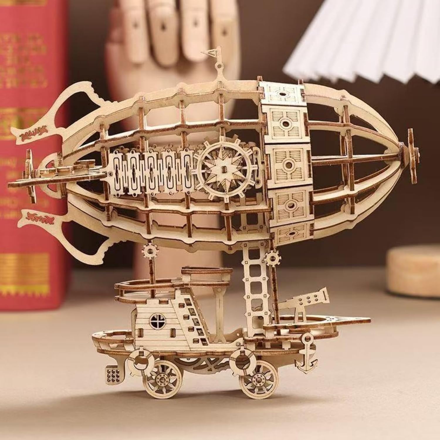 Wooden Airship 3D Puzzle Kit – Steampunk DIY Model for Adults & Home Decor