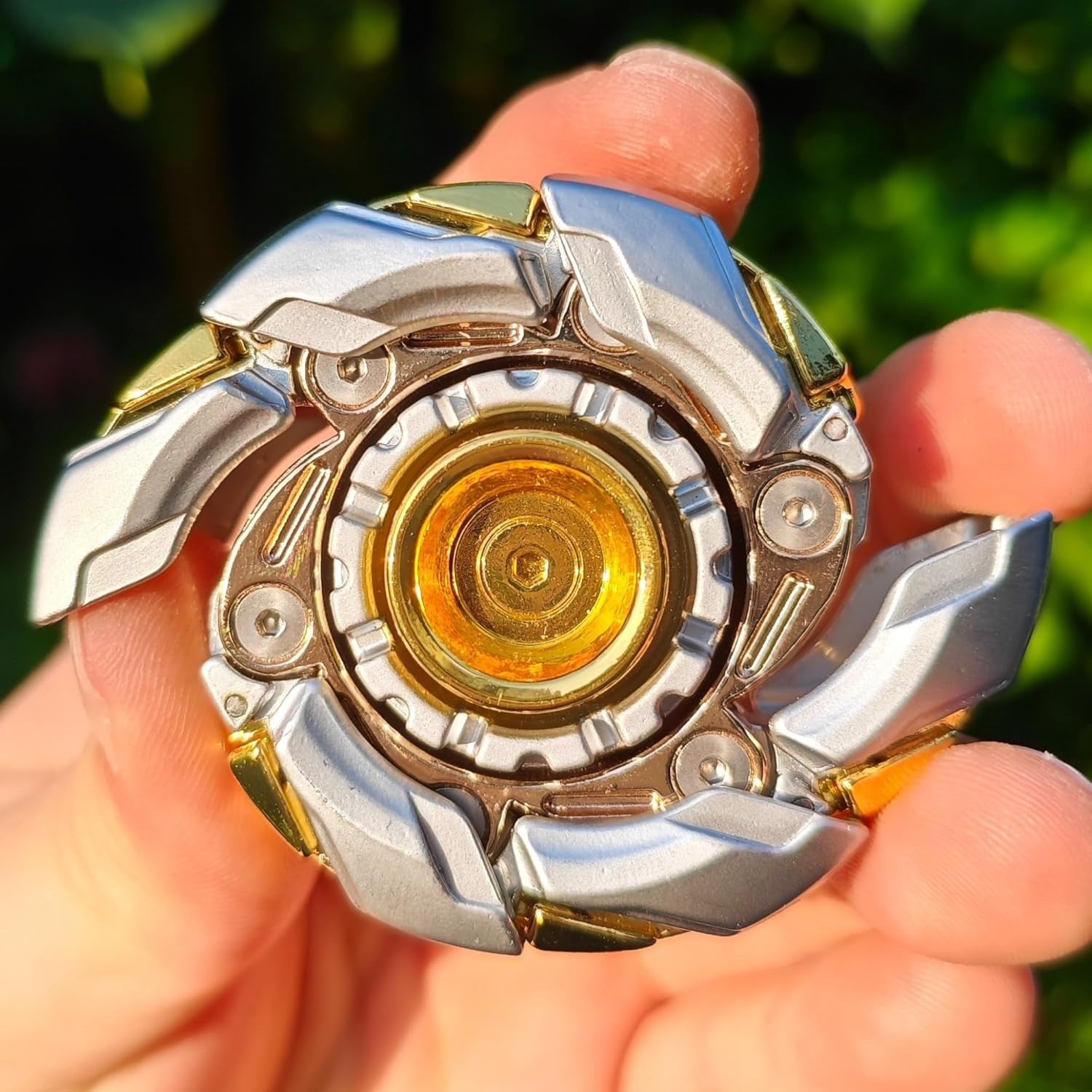 Silver Gold Metal Fidget Spinning Top Open Armor Magnetic EDC Toy