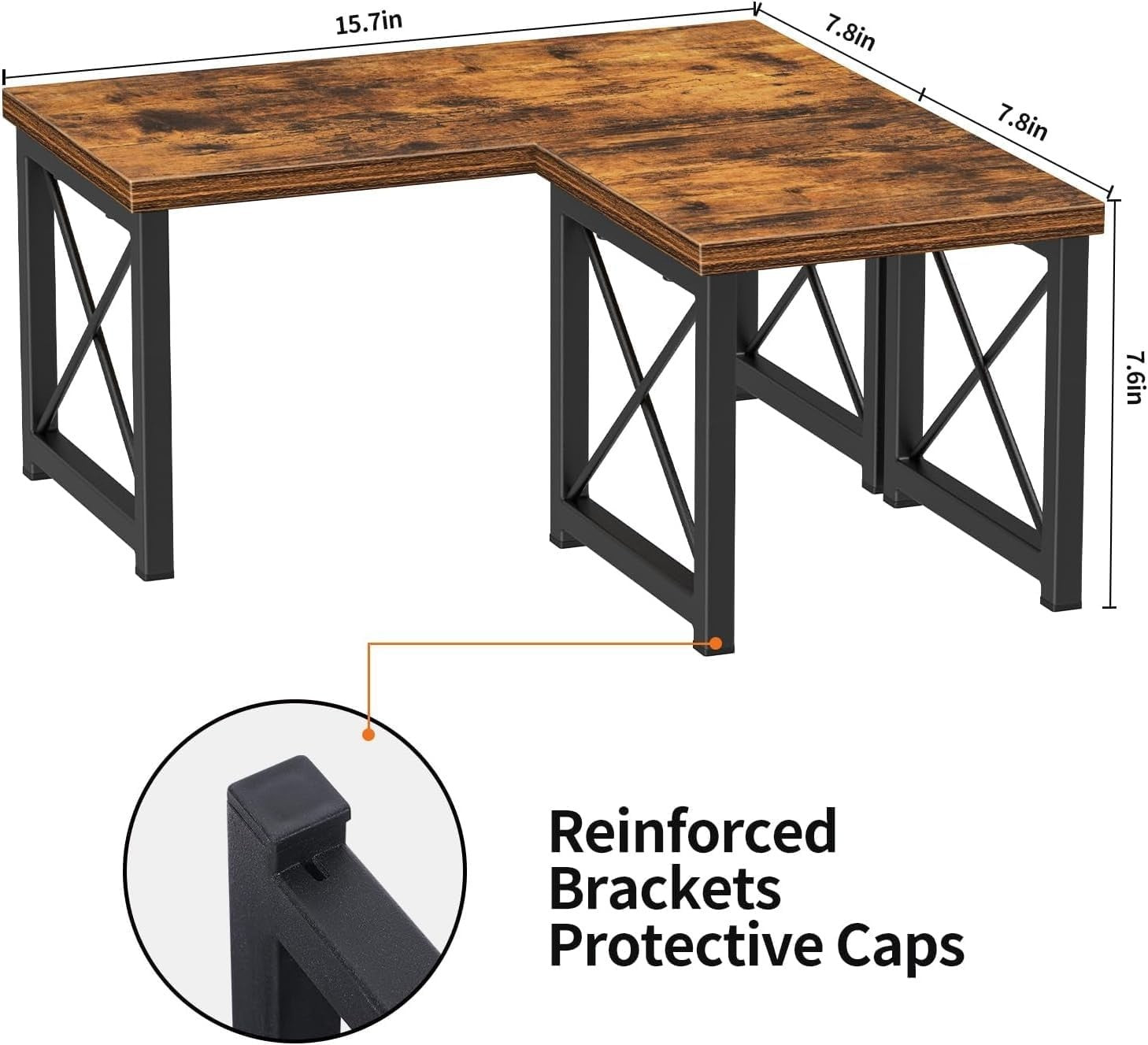 2-Tier Freestanding Desktop Bookshelf – Stackable Wood Desk Organizer Shelf