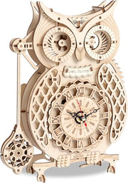 3D Wooden Owl Clock Puzzle Kit Adults DIY Mechanical Pendulum Decor Gift