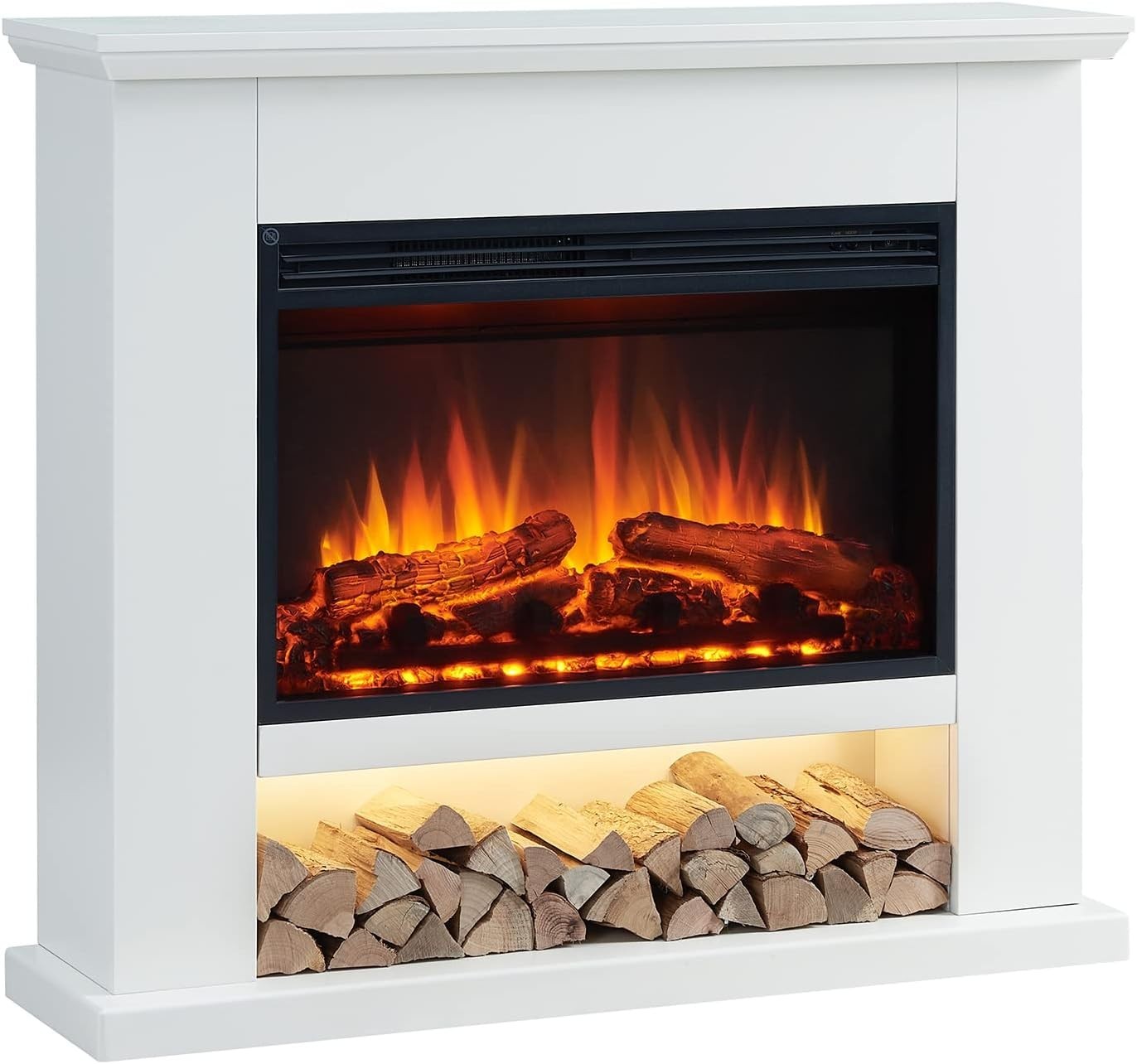 Electric Fireplace Suite 2000W Heater LED Flame Effect Remote Modern
