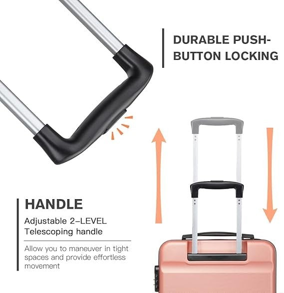 66cm Hard Shell Suitcase ABS+PC Spinner Wheels TSA Lock Airline Approved