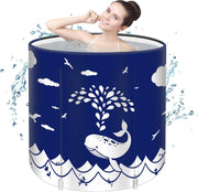 Portable Foldable Family Bathtub SPA Hot & Ice Bath Standing Tub Blue