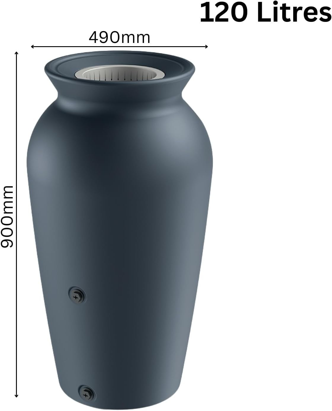 120L Decorative Rainwater Tank with Connection Kit, Round, Anthracite