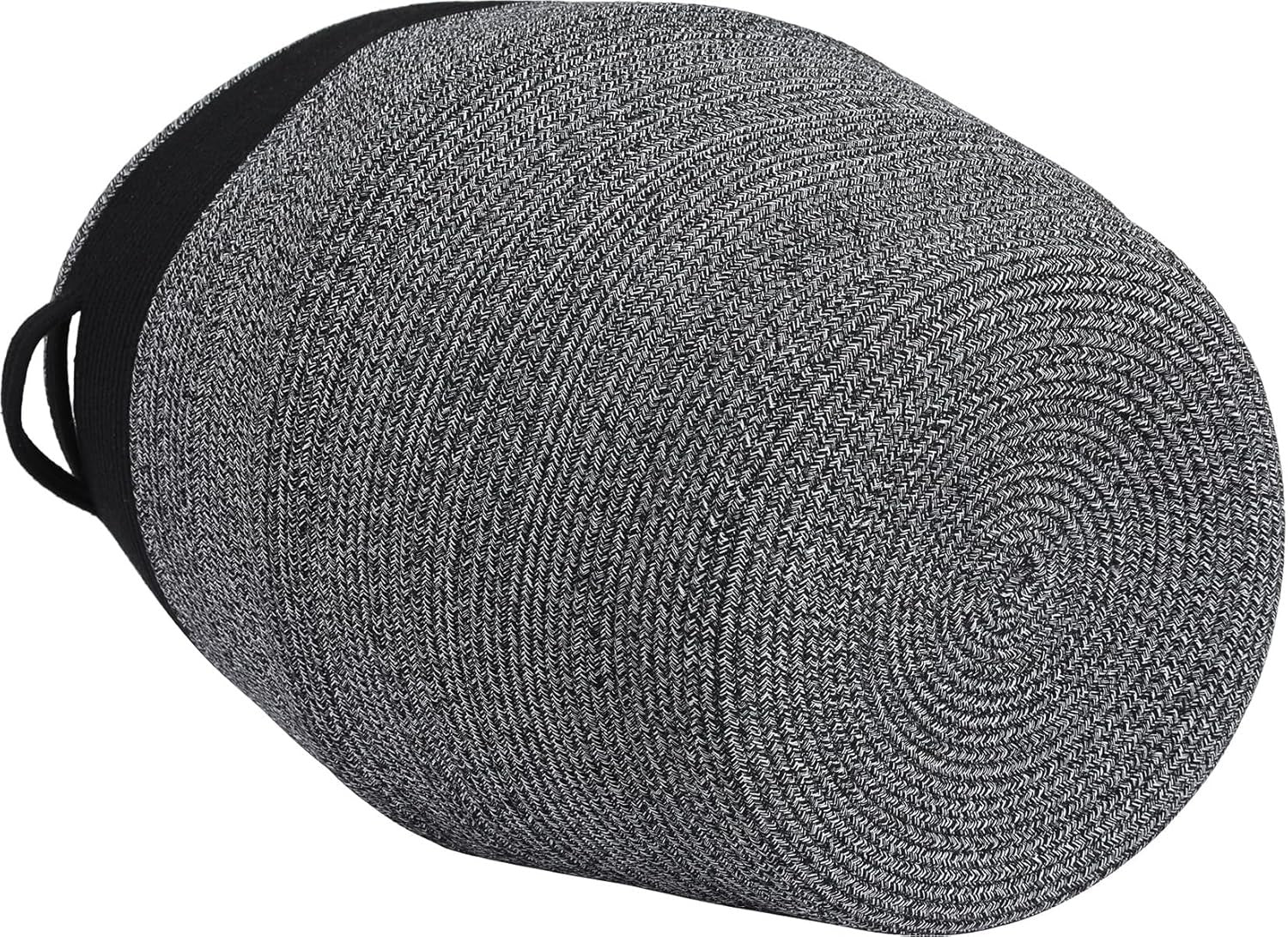 26" Tall Black Grey Mix Cotton Rope Laundry Basket with Lid Large Woven Storage
