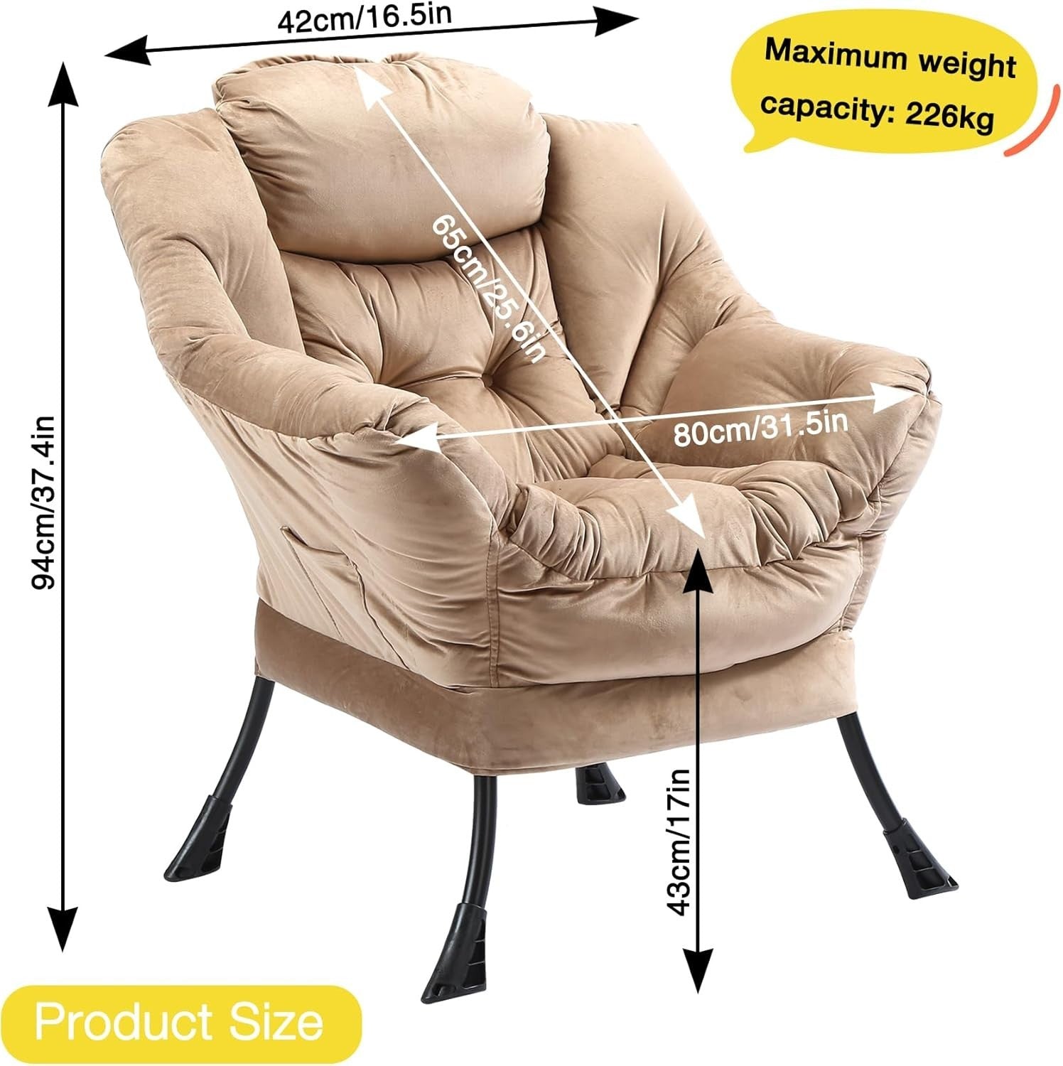 Modern Padded Accent Armchair with Side Pocket | High Back Comfort Lounge