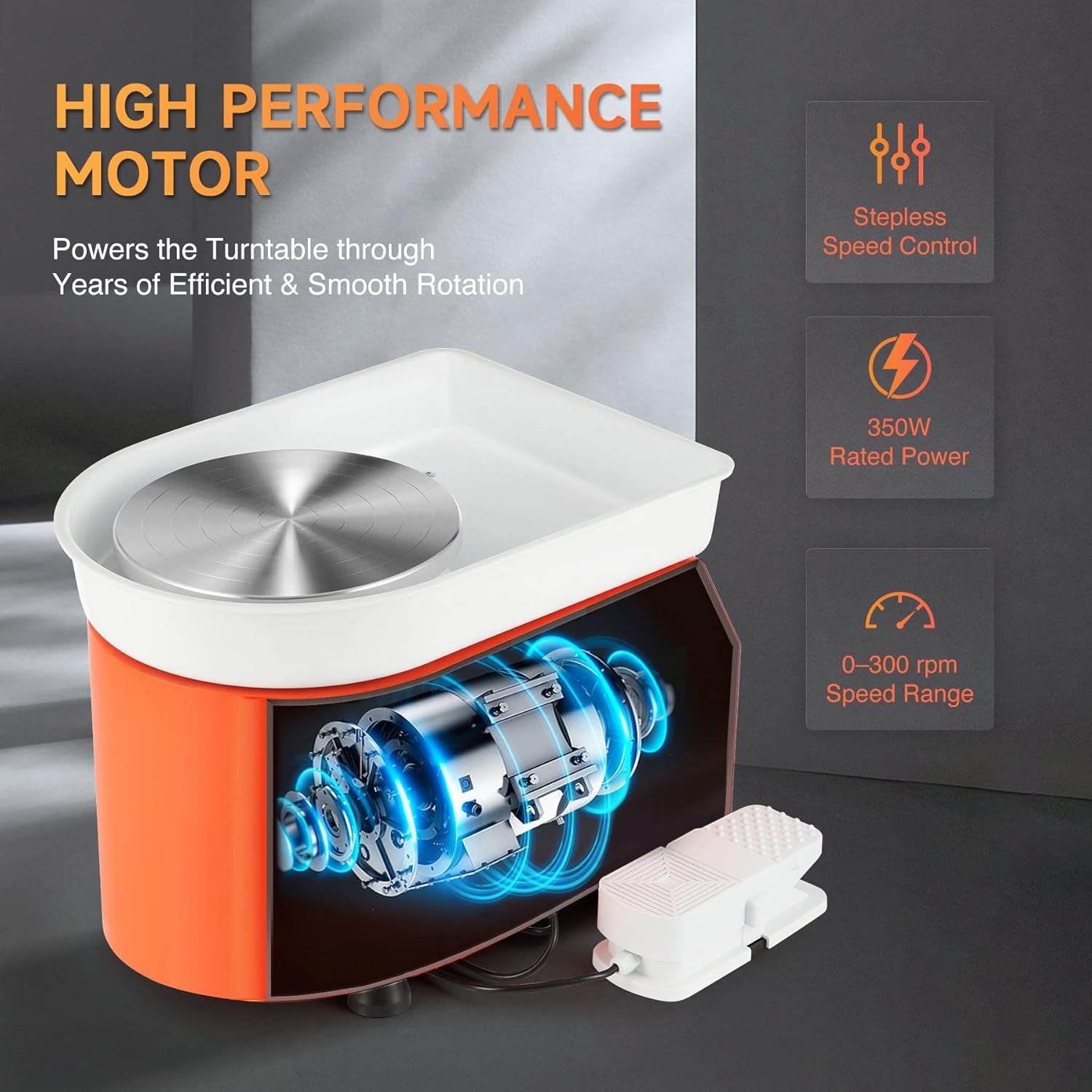 350W Electric Pottery Wheel 25cm Foot Pedal DIY Clay Machine