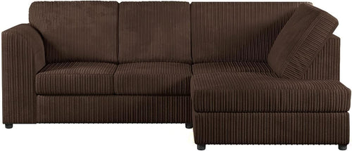 High Back Jumbo Cord 4-Seater Right Hand Corner Sofa Brown L-Shape