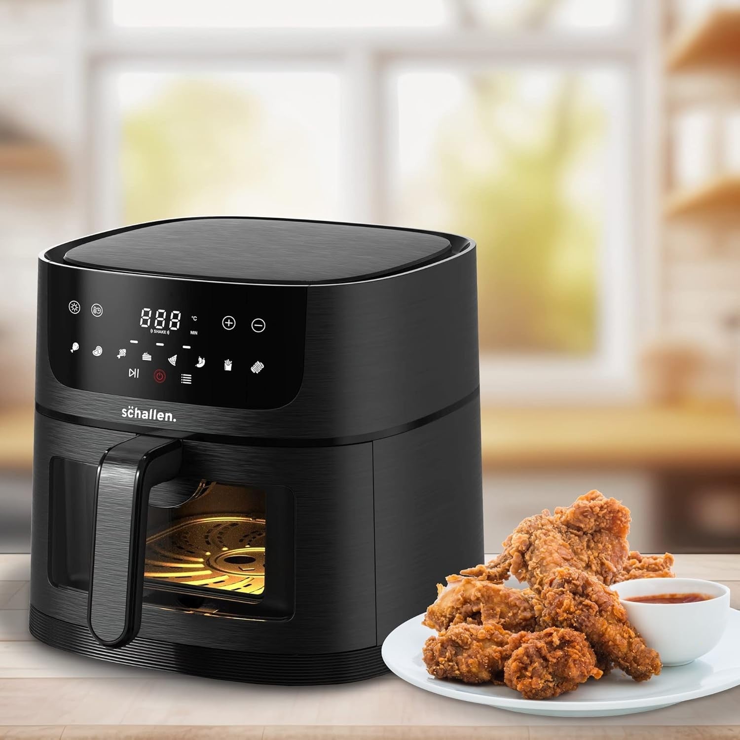 Air Fryer Touchscreen Window No Oil Low Fat 1500W 80-210C 60min Timer