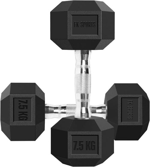 7.5KG Hex Dumbbells Pair Anti-Roll Non-Slip Cast Iron Home Gym