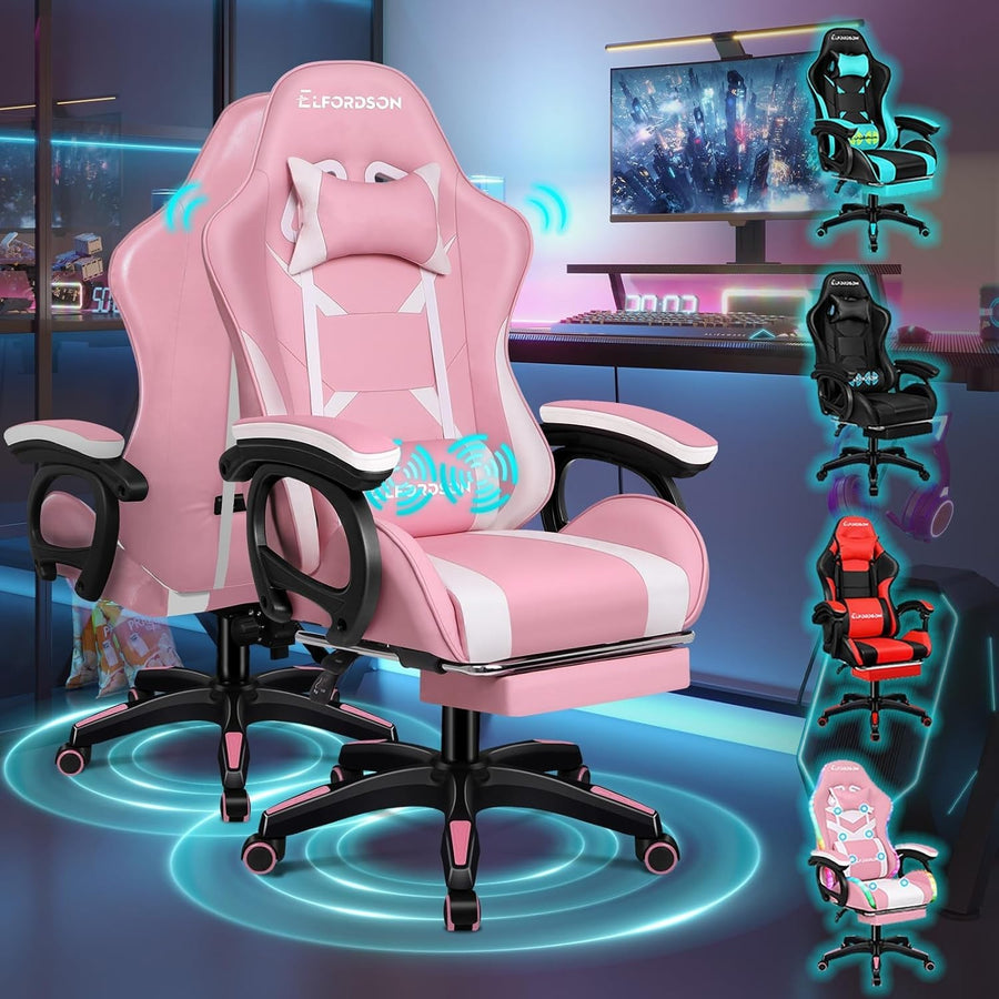 Luxury Gaming Chair Recliner Office Desk Seat PU Leather Ergonomic Lumbar Suppor