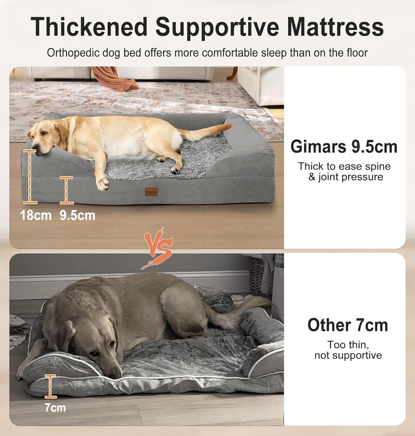 Orthopedic Dog Bed 9.5cm Memory Foam Sofa Washable