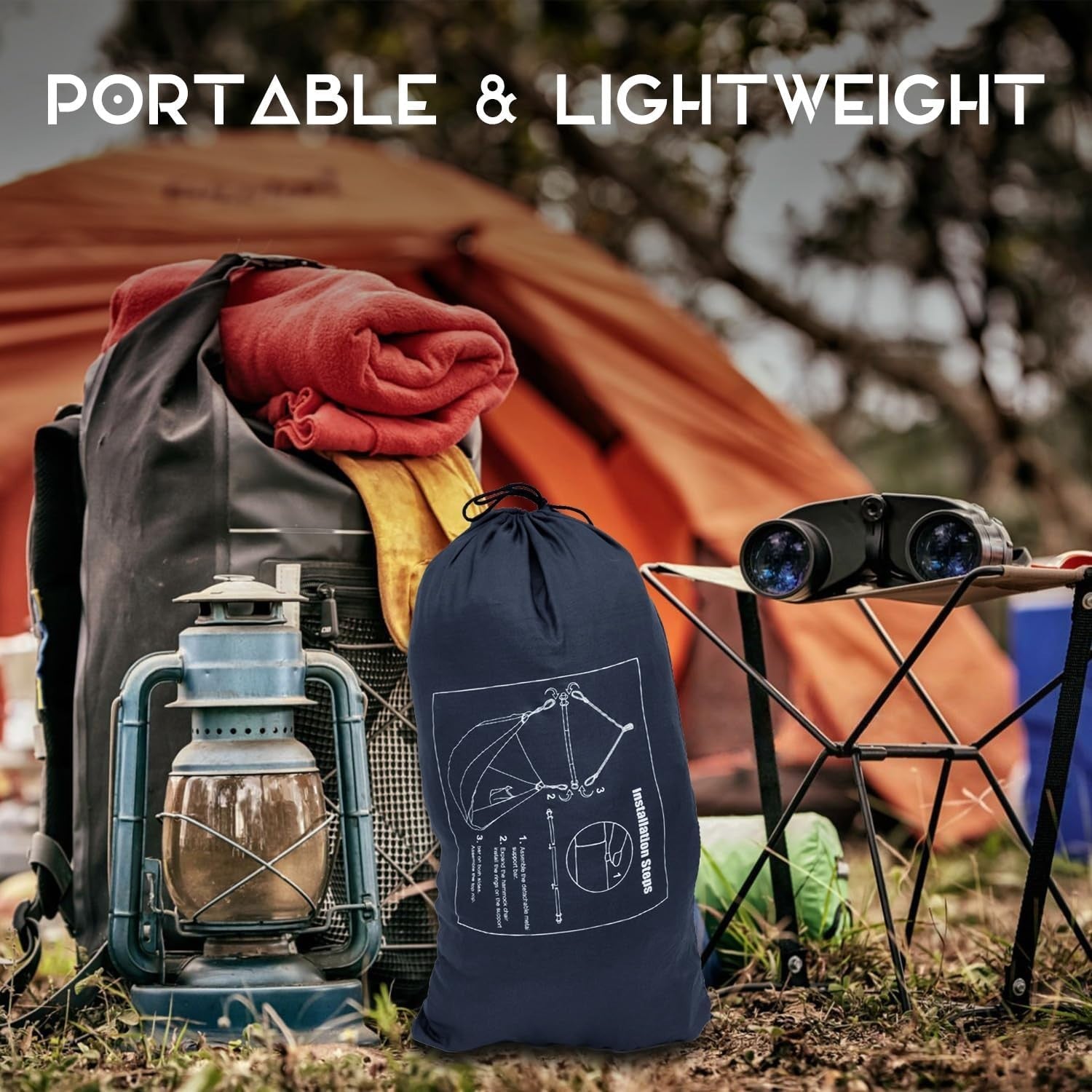 Portable Hammock Chair Swing, Lightweight Outdoor/Indoor, Max 500lbs