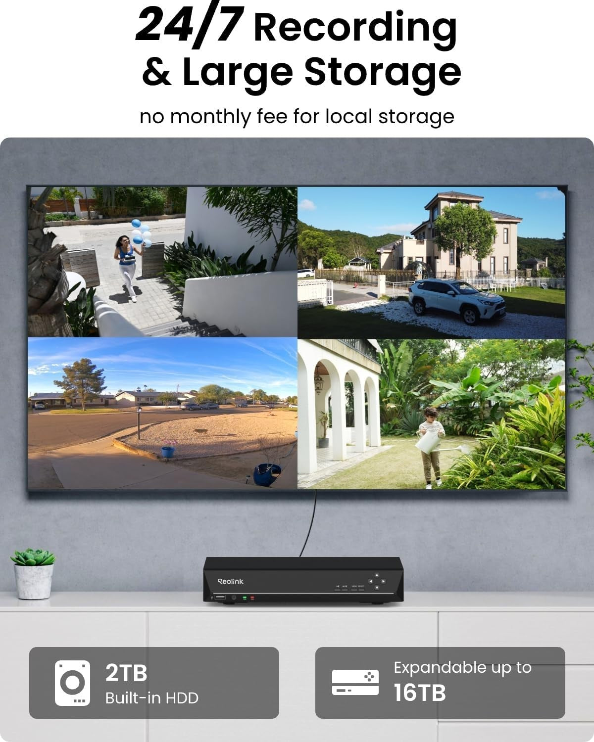 4K PoE CCTV Security System 8CH NVR 2TB HDD 4 Cameras AI Detection