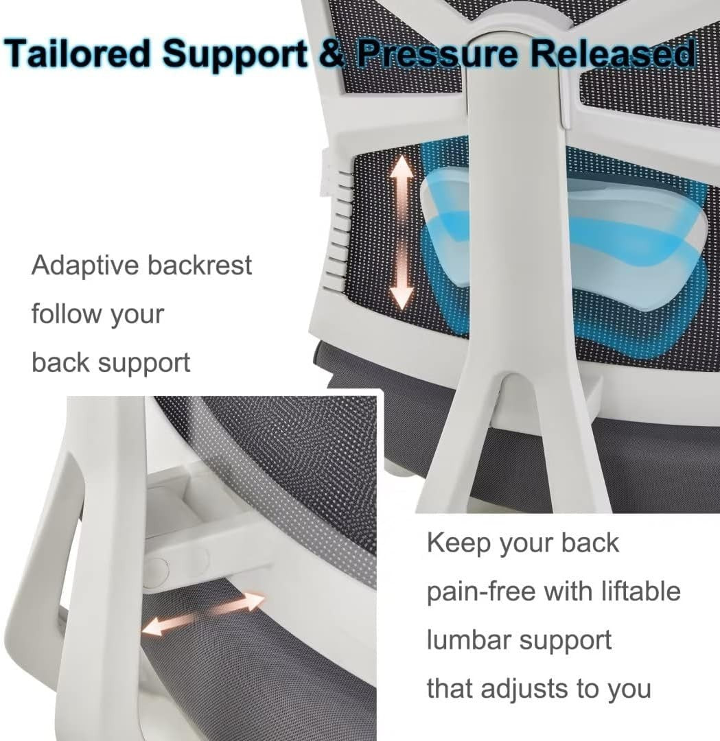 Ergonomic Office Chair Mesh Back Support 4D Armrest Adjustable Lumbar Seat