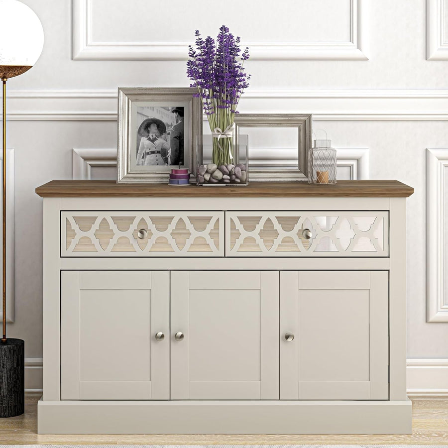 Luxury Sideboard Cabinet Grey Oak Storage Drawers Modern Living Room Unit