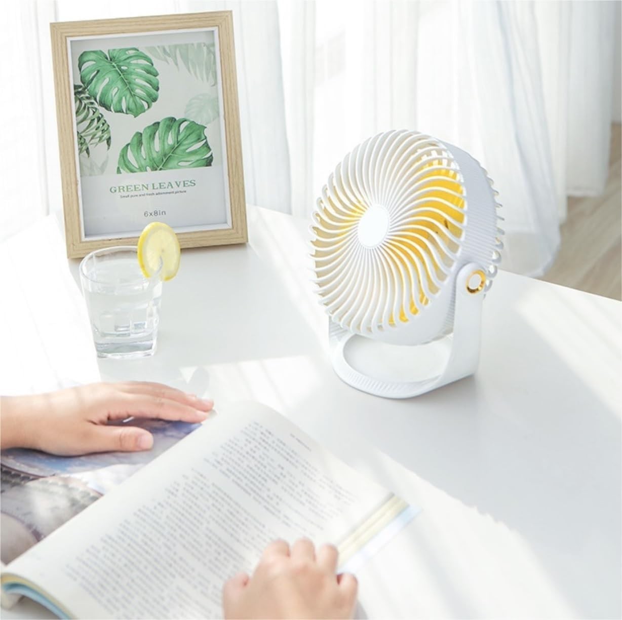 Rechargeable Table Desk Fan 180° Rotation Quiet Mini USB Cooling Fan White