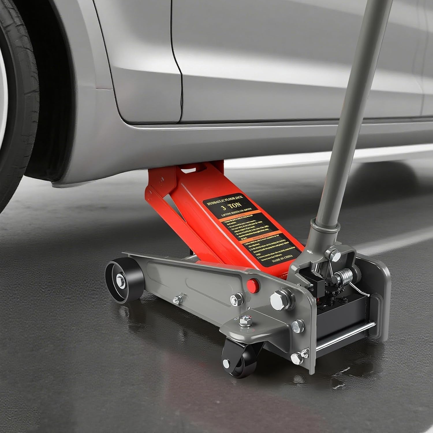 3 Ton Low Profile Hydraulic Trolley Jack 135–460mm Heavy Duty Car Lift Red